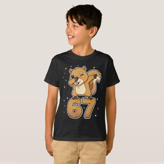 Dabbing 67 Squirrel 67 Funny Six Seven Gen Z Slang T-shirt (Voorkant volledig)