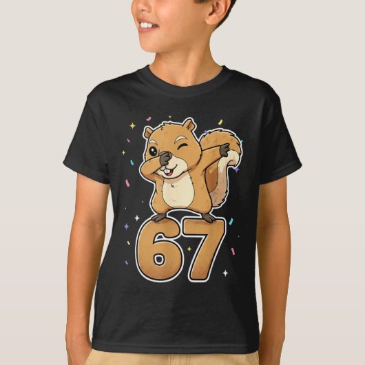 Dabbing 67 Squirrel 67 Funny Six Seven Gen Z Slang T-shirt (Voorkant)