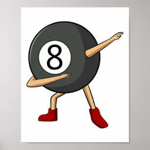Dabbing 8 LL Pool biljart speler jongen Poster