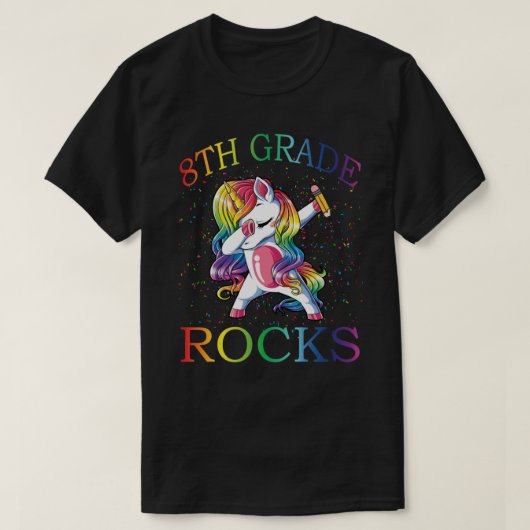 Dabbing 8th Grade Teacher Unicorn Tshirt 1st dag O (Design voorkant)
