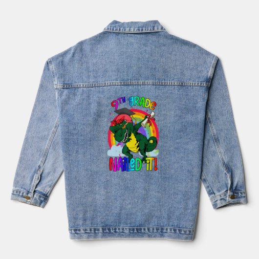 Dabbing 9th Grade Dinosaur Rex Afstuderen Nailed I Denim Jacket (Achterkant)