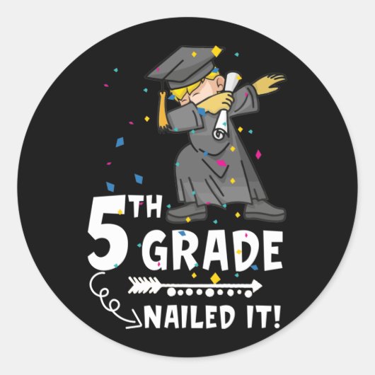 Dabbing Afstuderen Boy 5th Grade Class of 2022 Ronde Sticker (Voorkant)