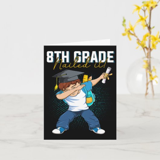 Dabbing Afstuderen CL van 2025 Boy 8th Grade Naile Kaart (Gele Bloem)