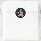 Dabbing Ananas Flamingo Float Aloha Stranden Ronde Sticker (Tas)