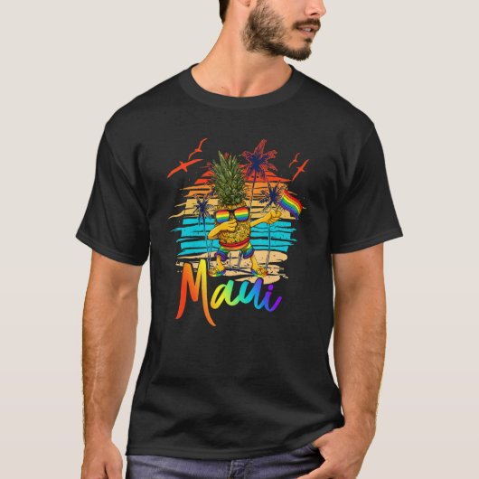 Dabbing Ananas Gay Pride LGBT Maui Hawaii Summe T-shirt (Voorkant)