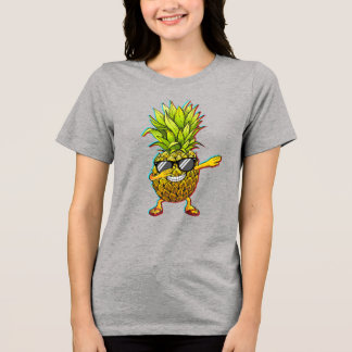 Dabbing Ananas Zonnebril Glitch Zomer Kunst Tri-Blend Shirt