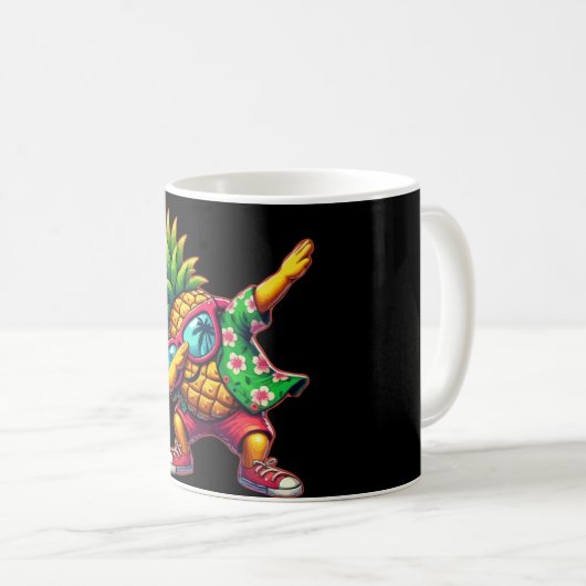 Dabbing Ananas Zonnebril Stranden Koffiemok (Voorkant rechts)