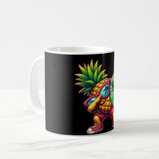 Dabbing Ananas Zonnebril Stranden Koffiemok (Voorkant links)