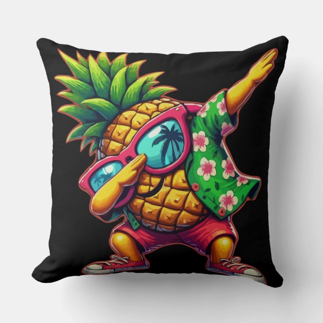 Dabbing Ananas Zonnebril Stranden Kussen (Voorkant)