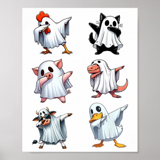 Dabbing Animals Boerderij Halloween Spookkostuum G Poster (Voorkant)
