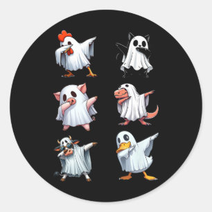 Dabbing Animals Boerderij Halloween Spookkostuum G Ronde Sticker