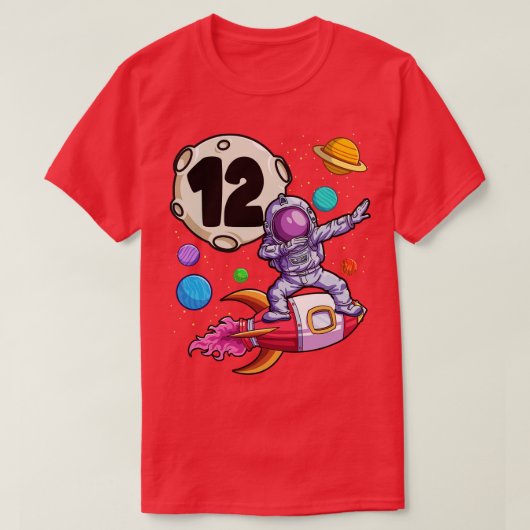 Dabbing Astronaut 12 Yrs Oude Verjaardag Jongen 12 T-shirt (Design voorkant)