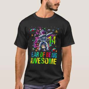 Dabbing astronaut 14 jaar oud verjaardagsruimte 14 t-shirt