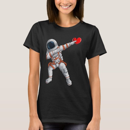 Dabbing Astronaut Heart Valentines Day Funny Kids T-shirt (Voorkant)