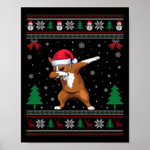 Dabbing Australian Cattle Dog Santa Hat Boys Girls Poster