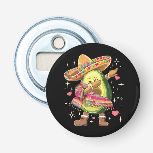 Dabbing Avocado Cinco De Mayo Grappige Mexicaanse  Button Flesopener (Voorkant)