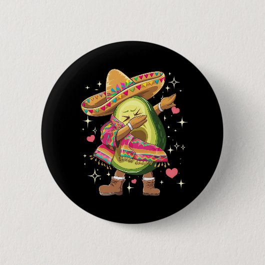 Dabbing Avocado Cinco De Mayo Grappige Mexicaanse Ronde Button 5,7 Cm (Voorkant)