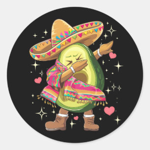 Dabbing Avocado Cinco De Mayo Grappige Mexicaanse Ronde Sticker