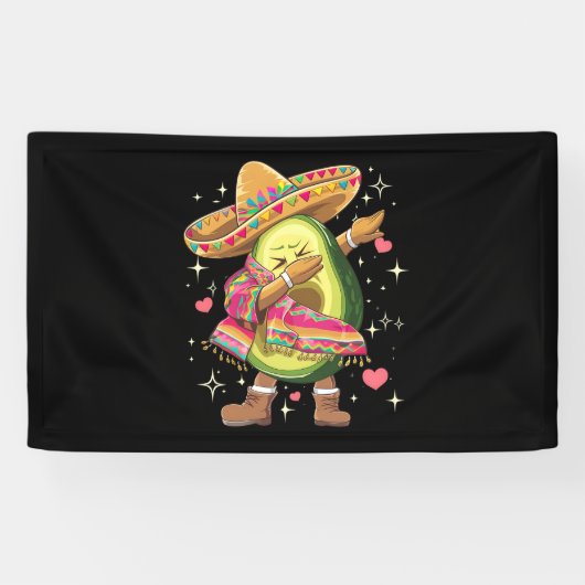 Dabbing Avocado Cinco De Mayo Grappige Mexicaanse  Spandoek (Horizontaal)
