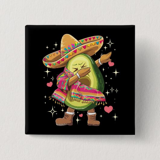 Dabbing Avocado Cinco De Mayo Grappige Mexicaanse Vierkante Button 5,1 Cm (Voorkant)