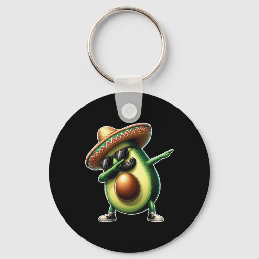 Dabbing Avocado Grappig Veganistisch Eten Liefhebb Sleutelhanger (Voorkant)