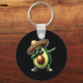 Dabbing Avocado Grappig Veganistisch Eten Liefhebb Sleutelhanger (Voorkant)