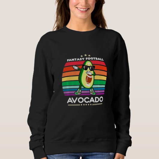 Dabbing Avocado Rainbow Sunset Fantasy Football Lo Trui (Voorkant)