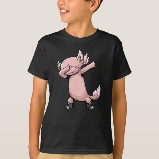 Dabbing Axolotl Salamander as kids, boys and girls T-shirt (Voorkant)