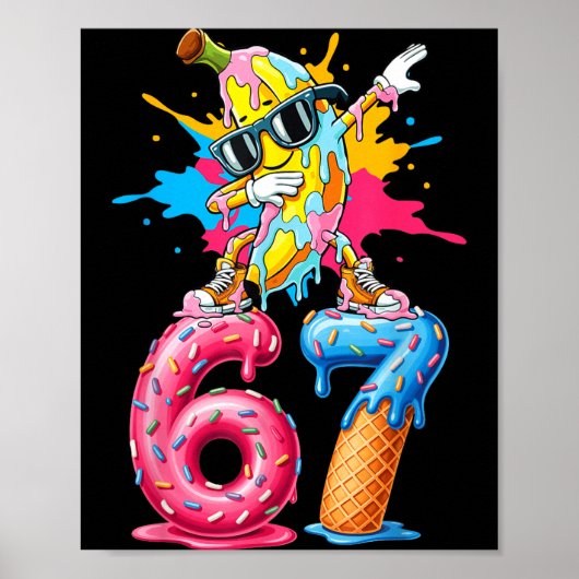Dabbing Banana 67 Ice Cream Drip Funny Six Seven M Poster (Voorkant)
