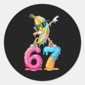 Dabbing Banana 67 Ice Cream Drip Funny Six Seven M Ronde Sticker (Voorkant)