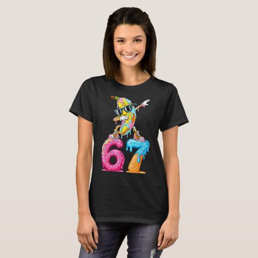 Dabbing Banana 67 Ice Cream Drip Funny Six Seven M T-shirt (Voorkant volledig)