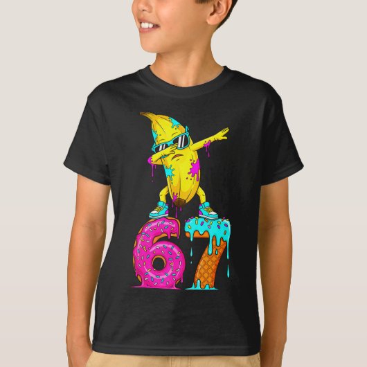 Dabbing Banana 67 Ice Cream Drip Funny Six Seven M T-shirt (Voorkant)