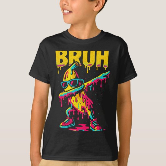 Dabbing Banana Bruh Drip Ice Cream Banana Youth Bo T-shirt (Voorkant)