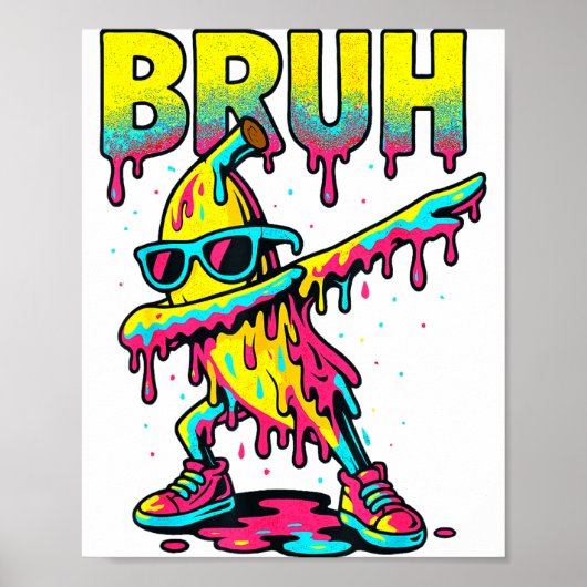 Dabbing Banana Bruh Ice Cream Drip Banana Youth Bo Poster (Voorkant)