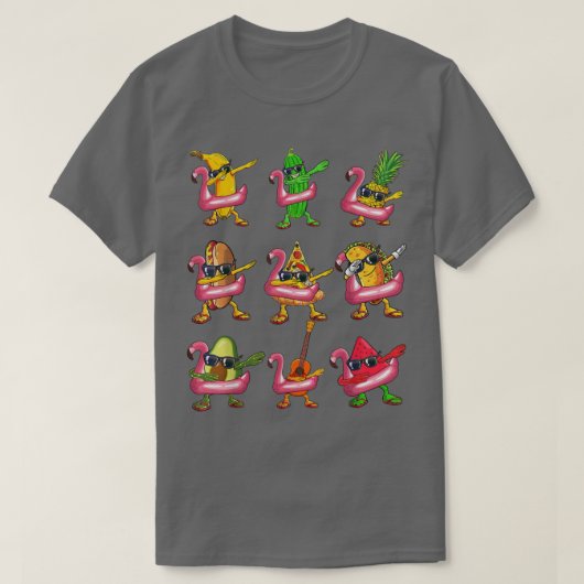 Dabbing Banana Flamingo Float Summer Fruit Kinder  T-shirt (Design voorkant)