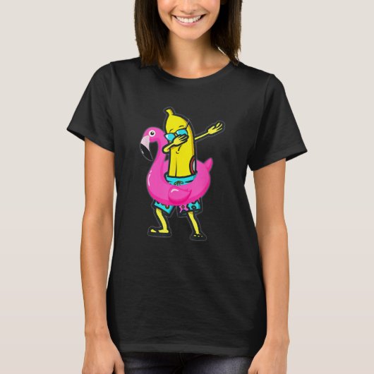 Dabbing Banana Flamingo Float Summer Tropical Frui T-shirt (Voorkant)