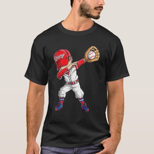Dabbing Baseball Catcher Pitcher Funny Boys T-shirt (Voorkant)