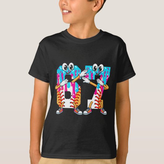 Dabbing Baseball Ice Cream Drip Number 67 Birthday T-shirt (Voorkant)