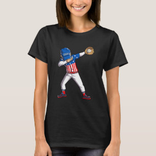 Dabbing Baseball Player 4 juli Amerikaanse T-shirt
