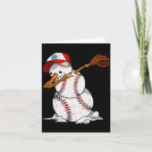 Dabbing Baseball Snowman Snow Christmas Xmas Holid Kaart (Voorkant)