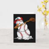Dabbing Baseball Snowman Snow Christmas Xmas Holid Kaart (Gele Bloem)