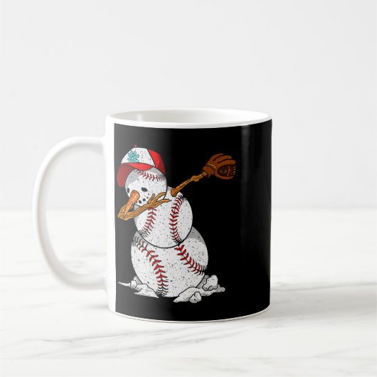 Dabbing Baseball Snowman Snow Christmas Xmas Holid Koffiemok (Links)