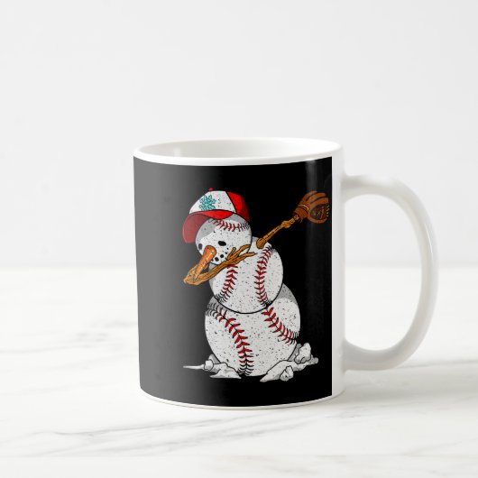 Dabbing Baseball Snowman Snow Christmas Xmas Holid Koffiemok (Rechts)