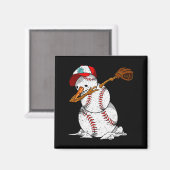 Dabbing Baseball Snowman Snow Christmas Xmas Holid Magneet (Voorkant / Achterkant)