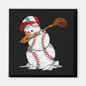 Dabbing Baseball Snowman Snow Christmas Xmas Holid Magneet (Voorkant)