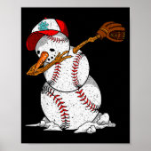 Dabbing Baseball Snowman Snow Christmas Xmas Holid Poster (Voorkant)