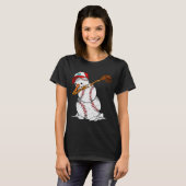 Dabbing Baseball Snowman Snow Christmas Xmas Holid T-shirt (Voorkant volledig)