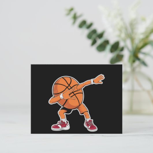 Dabbing Basketbal Bal Grappige Sportspeler Briefkaart (Staand voorkant)