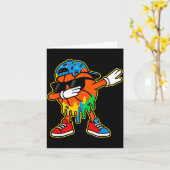 Dabbing Basketbal Ijs Drip Jongens Basketbal  Kaart (Gele Bloem)