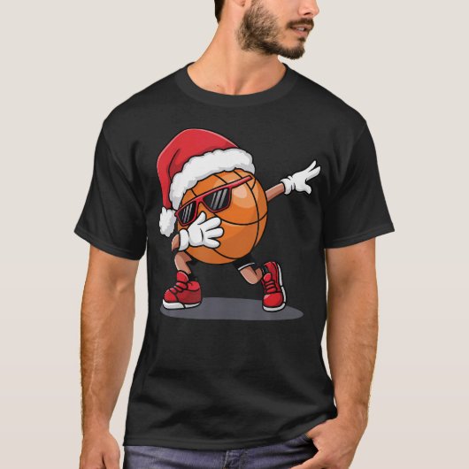 Dabbing Basketbal Kerstmis T-shirt (Voorkant)